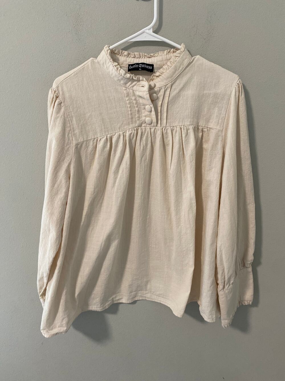 New Scarlet Darkness Ivory Victorian Peasant Blouse Size XL